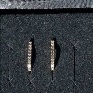 10k Yellow Gold & Diamonds Hoop Lever Back Earrings. Vintage. Beautiful Quality